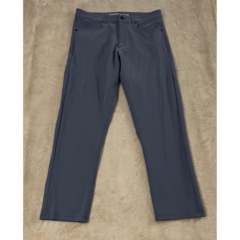 Western Rise Pants Mens size 32x30 Classic‎ Fit Gray Nylon Blend Trousers EUC